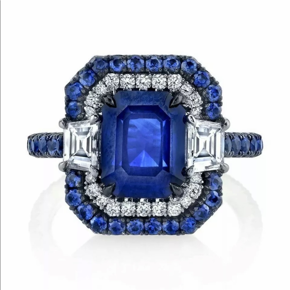 925 silver gorgeous blue sapphire size 7